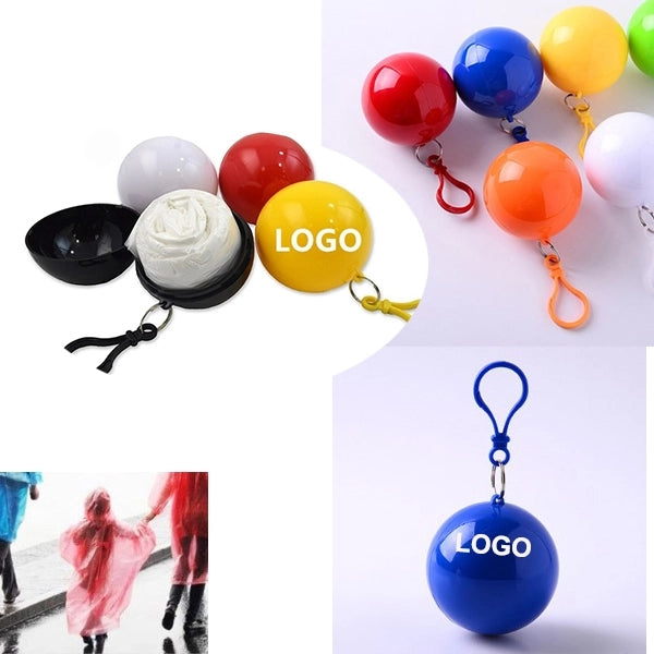 Disposable Rain Ponchos With Ball Shape Case