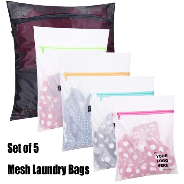 Set of 5 Zipper Mesh Laundry Bag
