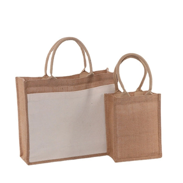 Burlap Tote Bags w / Front Pocket