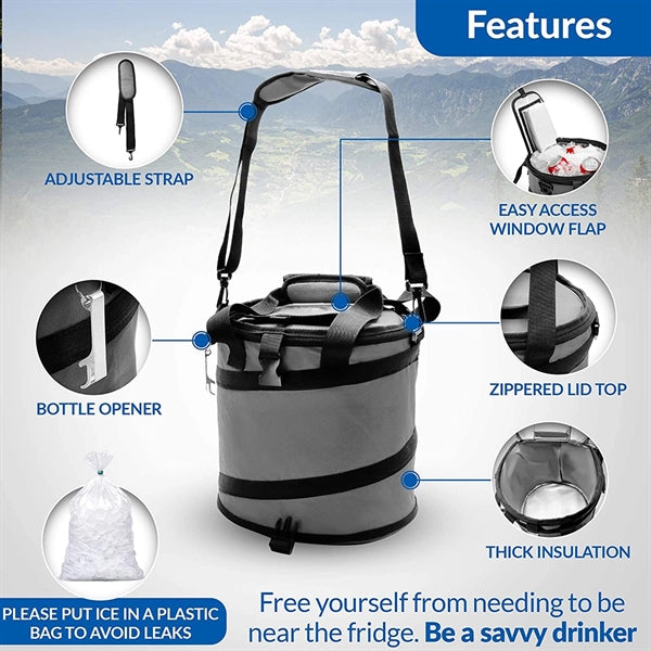 24 Can Pop Up Cooler Bag Collapsible Insulated Tote