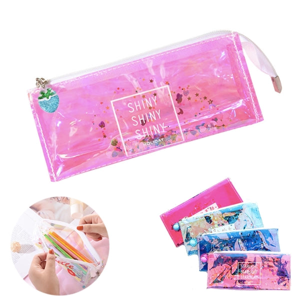 Floating Glitter Sequin Pencil Case Transparent Holder