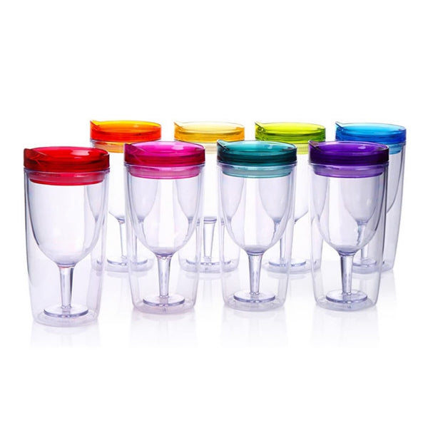 10oz Double Wall Plastic Wine Drink Tumbler Cup