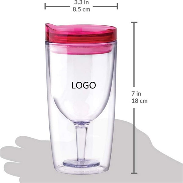 10oz Double Wall Plastic Wine Drink Tumbler Cup