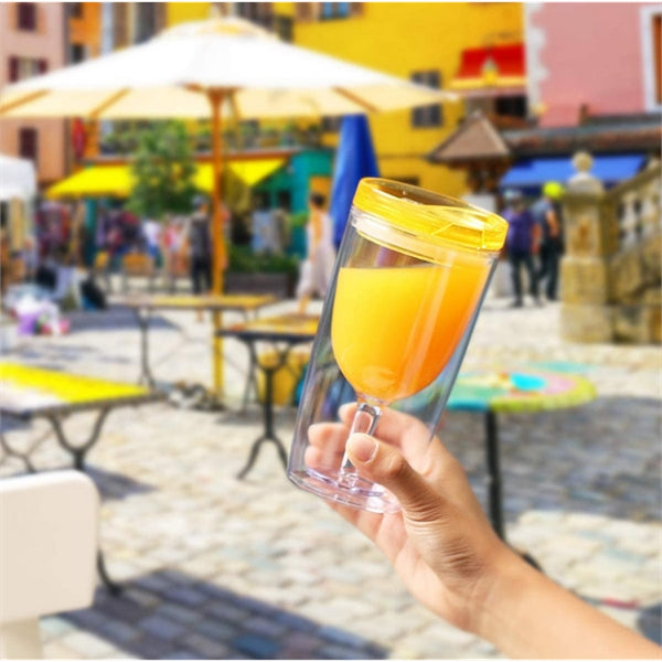 10oz Double Wall Plastic Wine Drink Tumbler Cup