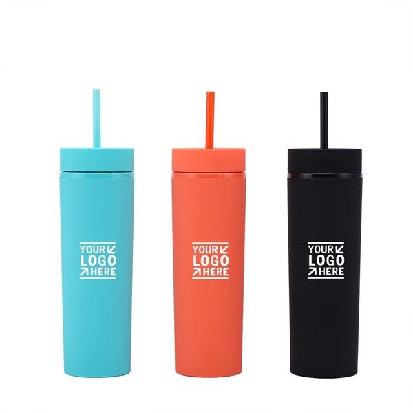 Matte Colored Acrylic Tumblers with Lids and Straws