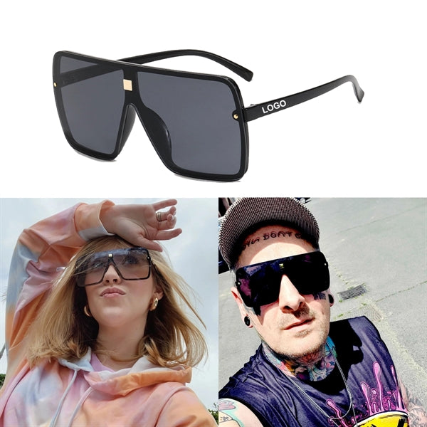 Men Flat Top Shield Turbo Sunglasses