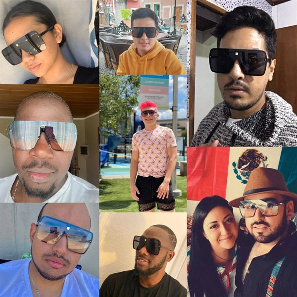 Men Flat Top Shield Turbo Sunglasses