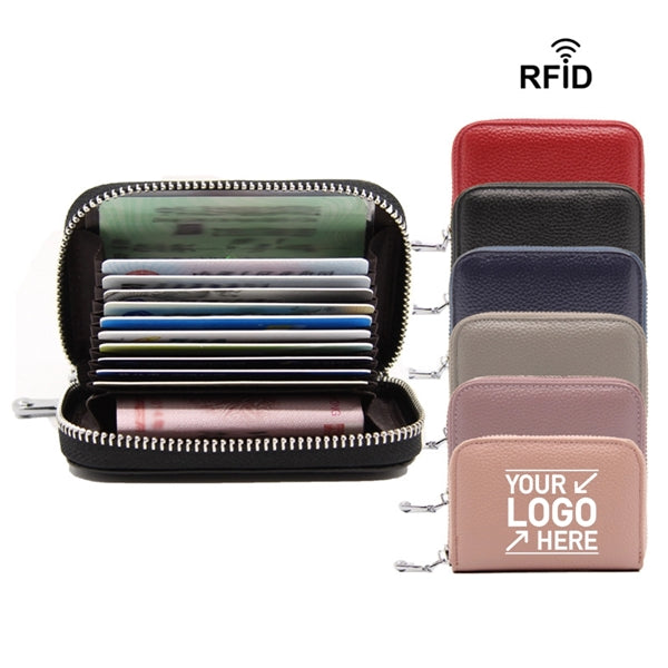 Genuine Leather Credit Card Holder Zipper