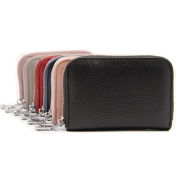 Genuine Leather Credit Card Holder Zipper
