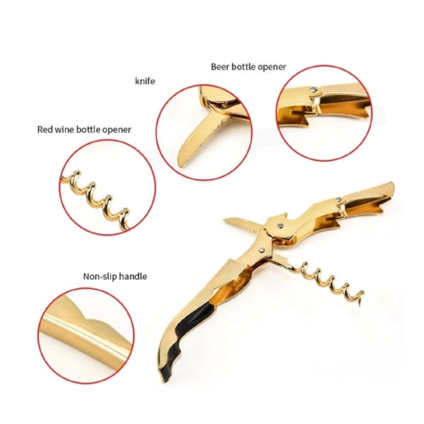 Gold Wine Opener Waiters Corkscrew