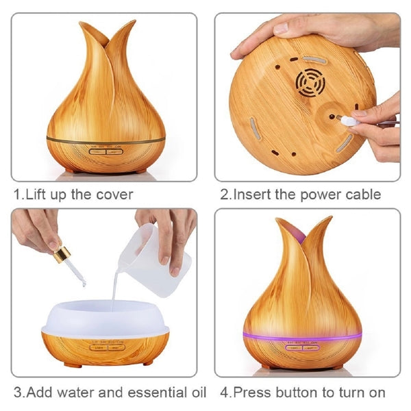 400ML Wood Grain Cool Mist Ultrasonic Essential Oil Diffuser