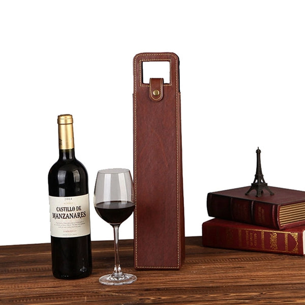 Leather Single Bottle Wine Bag With Handle