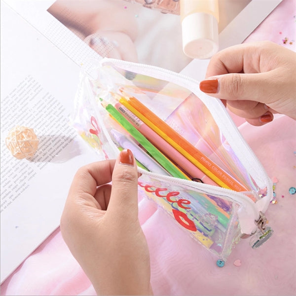 Floating Glitter Sequin Pencil Case Transparent Holder