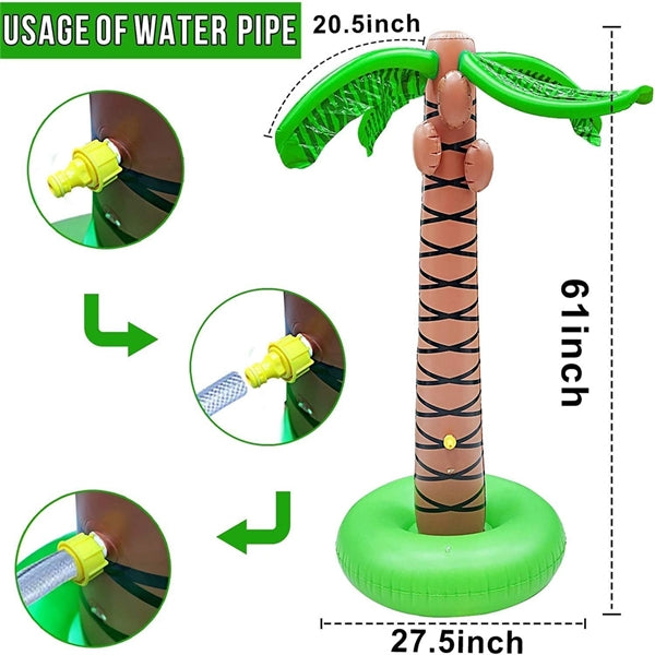 Inflatable Palm Tree Backyard Sprinkler Toy Spray Water Pool