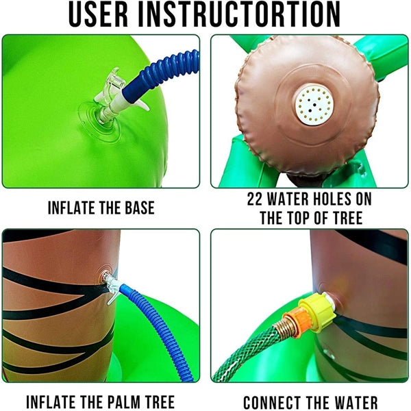 Inflatable Palm Tree Backyard Sprinkler Toy Spray Water Pool
