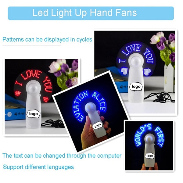 Mini Handheld Fan With LED Custom Message