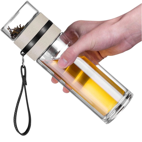 13oz Double Wall Glass Water Separation Tea Bottle Mug Cup