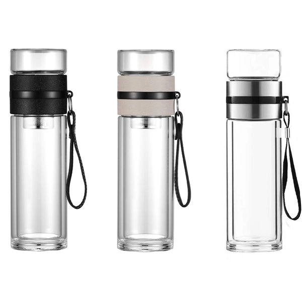 13oz Double Wall Glass Water Separation Tea Bottle Mug Cup