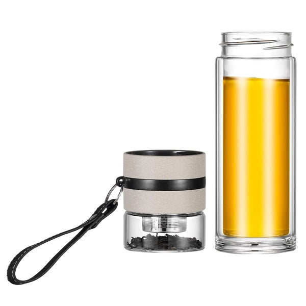 13oz Double Wall Glass Water Separation Tea Bottle Mug Cup