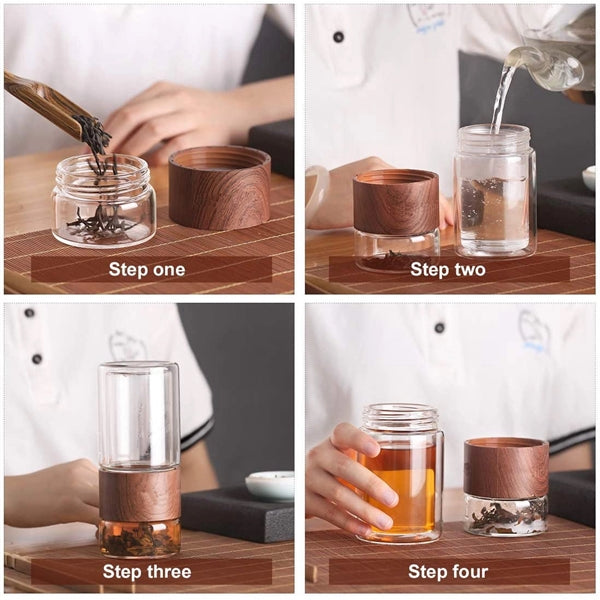 10oz Portable Glass Tea Infuser Bottle Travel Tumbler Mug
