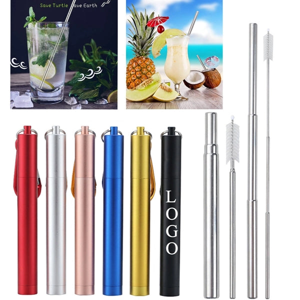 Stainless Steel Straws Collapsible Key Chain