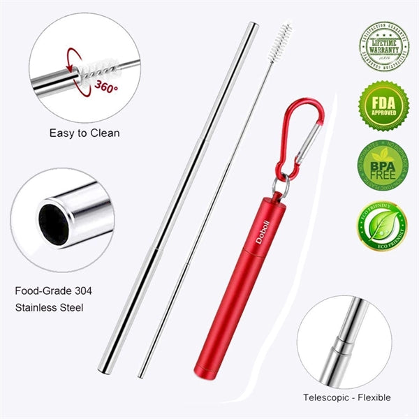 Stainless Steel Straws Collapsible Key Chain