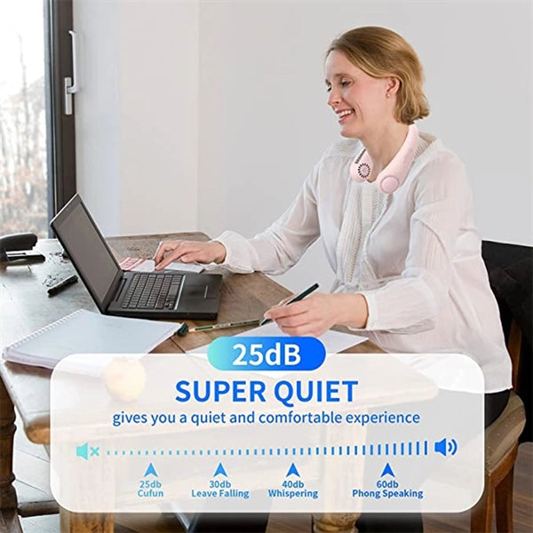 Portable 3 Speeds Hands Free Bladeless Neck Personal Fan
