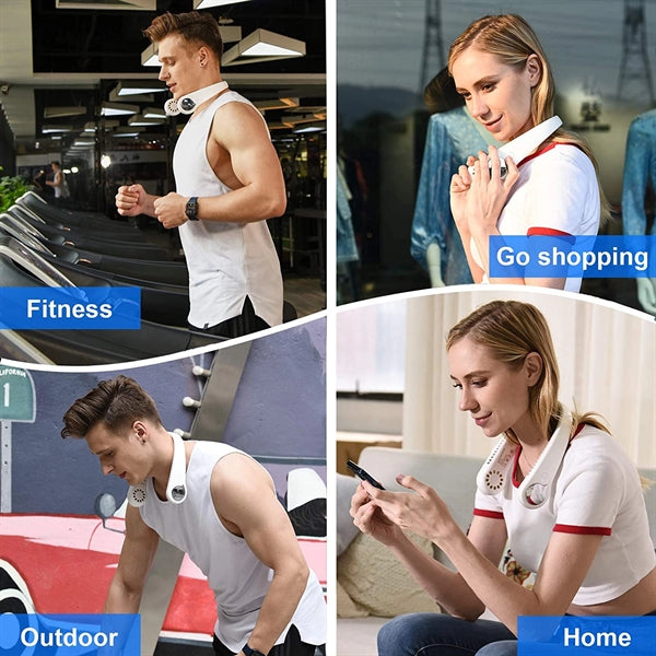 Portable 3 Speeds Hands Free Bladeless Neck Personal Fan