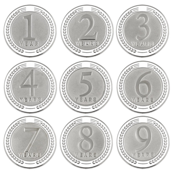1 - 9 Years of Service Pin - White or Black