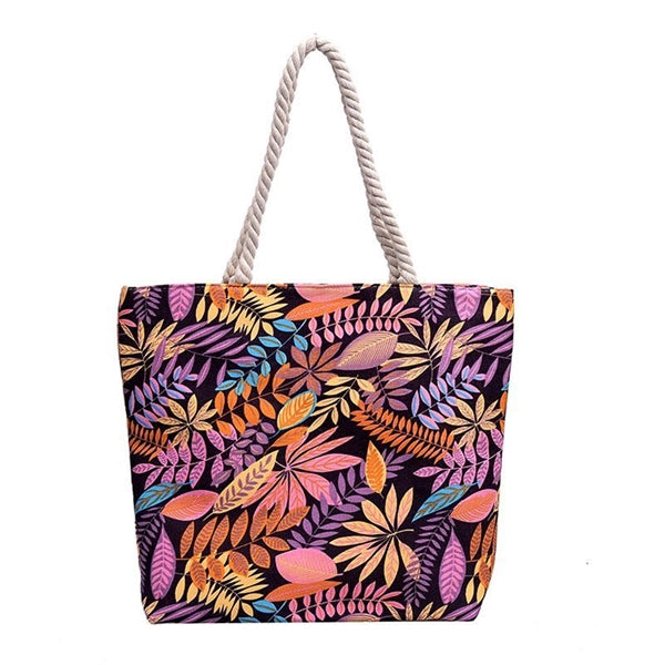 Canvas Beach Bag with Rope Handle