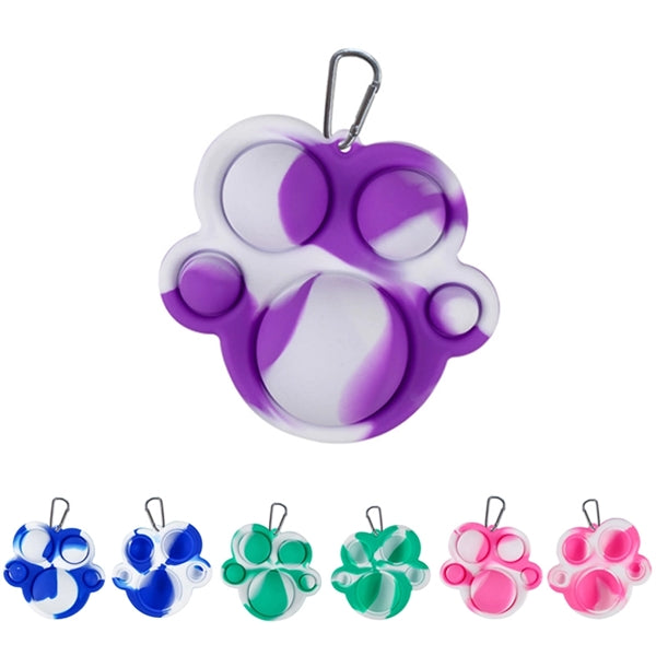 Silicone Bear Paw Push Popper Bubble Figent Toy Keychain