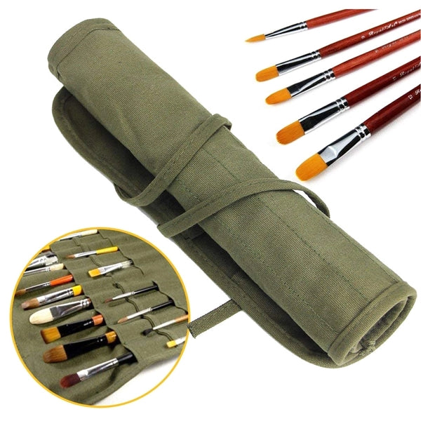30 Slots Roll Up Canvas Oil Paint Brush Bag