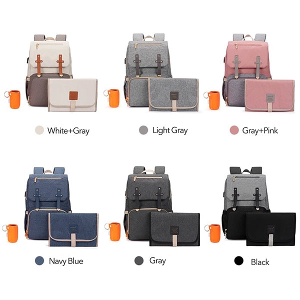 Mummy / Daddy Backpack Diaper Bag Set with USB port