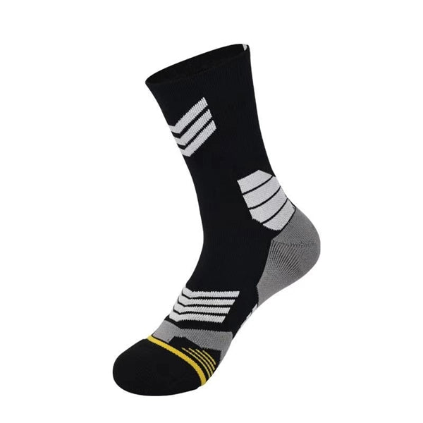 Cushioned mid cuff custom knit basketball socks, 144 needles