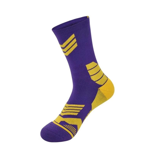 Cushioned mid cuff custom knit basketball socks, 144 needles