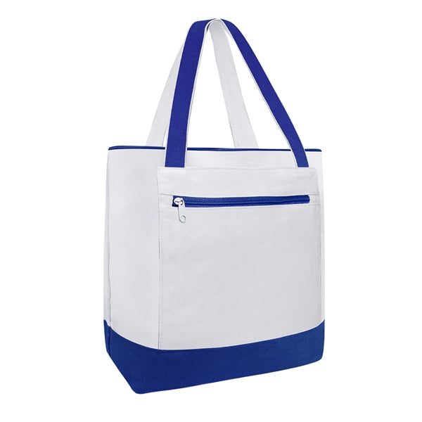 14oz Canvas Tote Bag w/Zipper Closure & Front Pocket