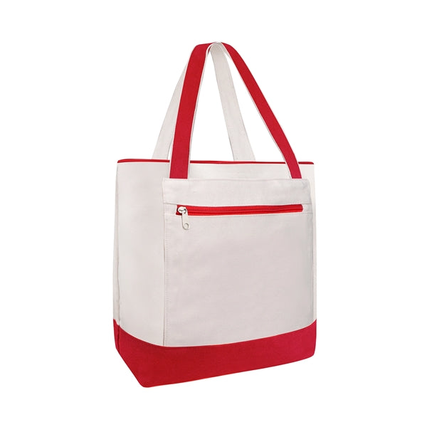 14oz Canvas Tote Bag w/Zipper Closure & Front Pocket