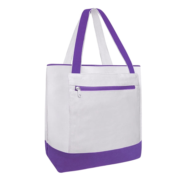14oz Canvas Tote Bag w/Zipper Closure & Front Pocket
