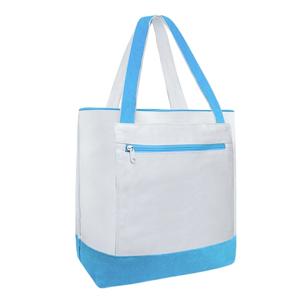 14oz Canvas Tote Bag w/Zipper Closure & Front Pocket