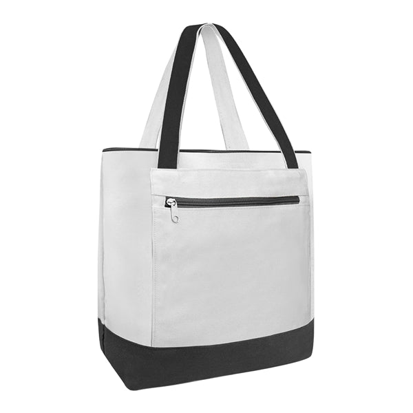 14oz Canvas Tote Bag w/Zipper Closure & Front Pocket