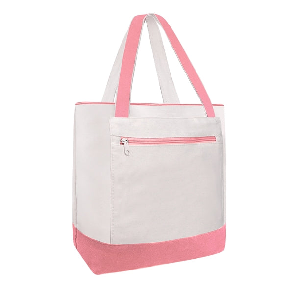 14oz Canvas Tote Bag w/Zipper Closure & Front Pocket