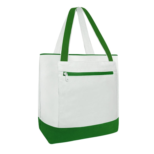 14oz Canvas Tote Bag w/Zipper Closure & Front Pocket