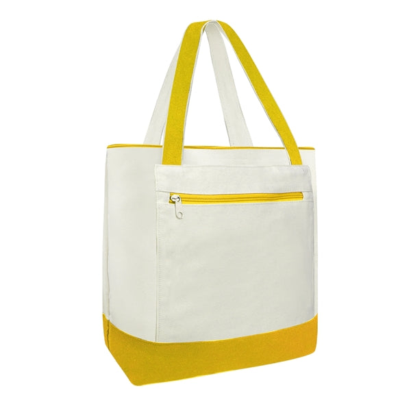 14oz Canvas Tote Bag w/Zipper Closure & Front Pocket