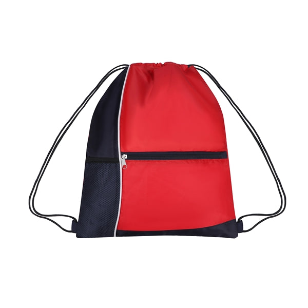 Sports Cinch Bag w/Mesh & Zipper Pocket