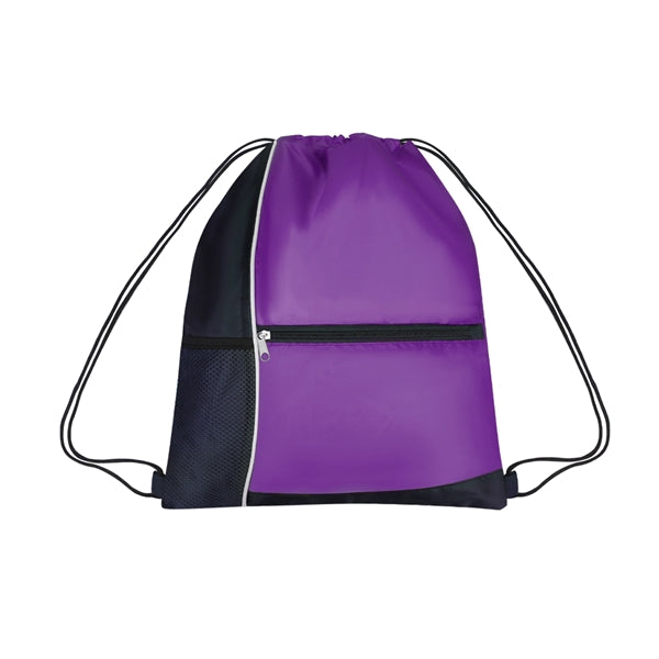 Sports Cinch Bag w/Mesh & Zipper Pocket