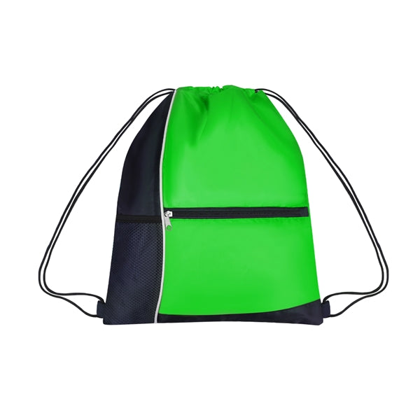 Sports Cinch Bag w/Mesh & Zipper Pocket