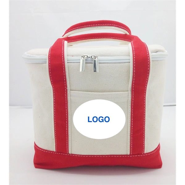 10OZ Cotton canvas cooler bag with zipper and logo printed