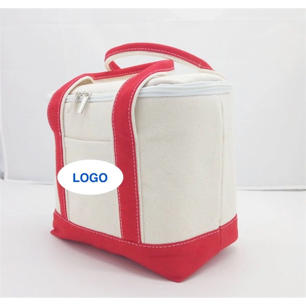 10OZ Cotton canvas cooler bag with zipper and logo printed