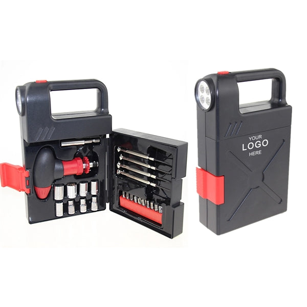 Hand-Held Flashlight Shape Toolbox Set Of 24PCS