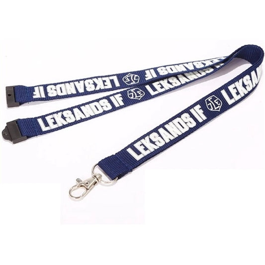 3/4" Silkscreened Flat Lanyard w/ Sew on Breakaway